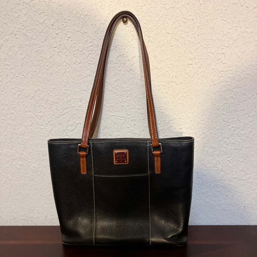 Dooney & Bourke Black and Brown Leather Tote Bag - Picture 1 of 12